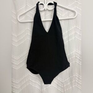 American Apparel Black V-Neck Bodysuit